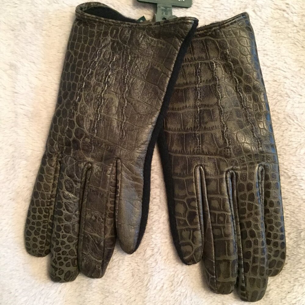 NWT - LAUREN snakeskin touch gloves sz S